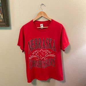 Vintage Nebraska Cornhuskers Shirt Mens MEDIUM Red Single Stitch 90s - Huskers